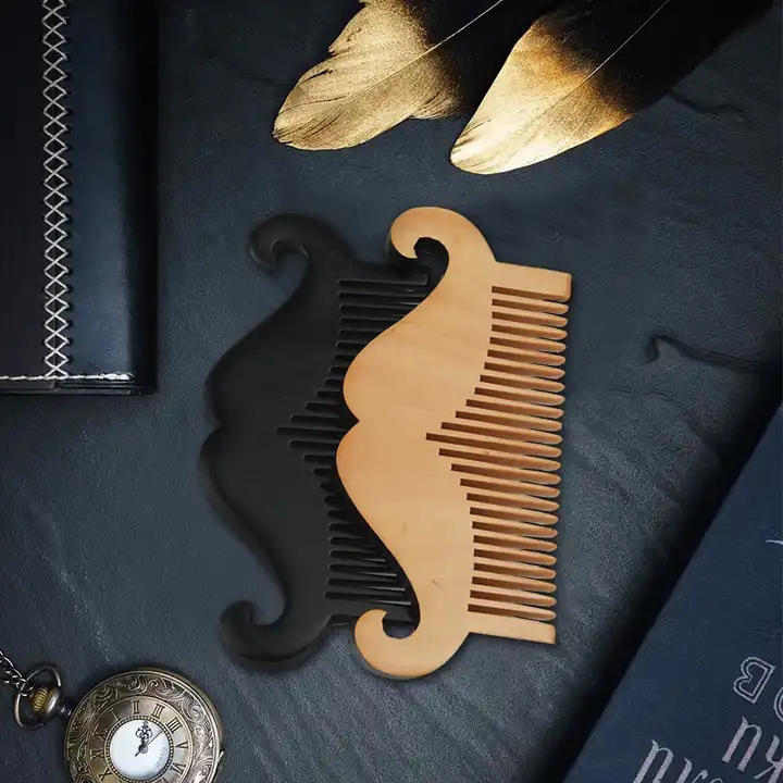 Professional Customized Salon Hairstyling Wood Mustaches Comb
