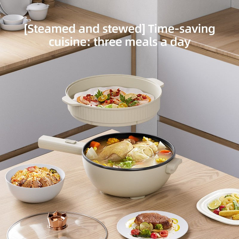 Non Stick Electric Cooking Pot Electric Cooking Pot Cooker Electric Skillet and Cooking Pot Multi Purpose Electric Pot with Steamer