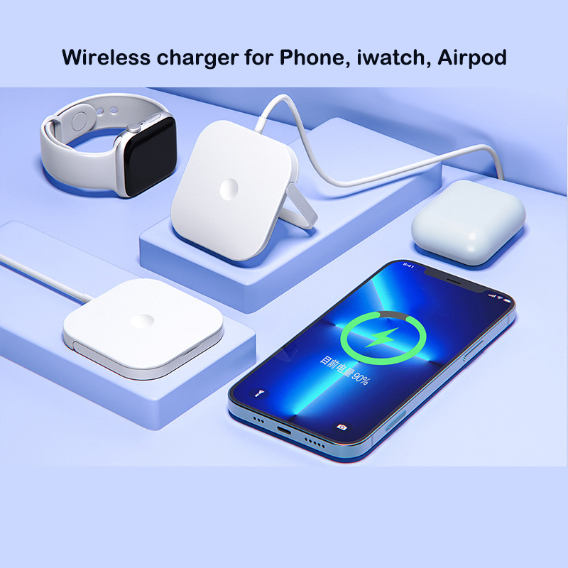 Foldable Magnetic Magsafe Wireless Phone Charging Pad 3 In1 Wireless Charger