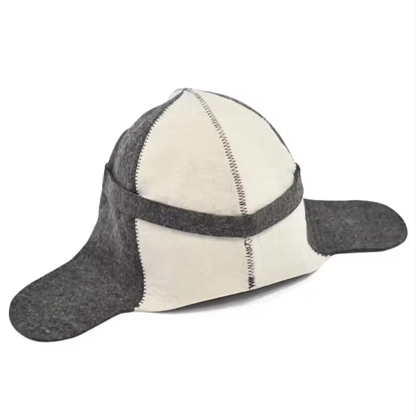 High Quality 100% Wool Felt Sauna Hat Russian Banya White Natural Textile Sauna Hat with Embroidery