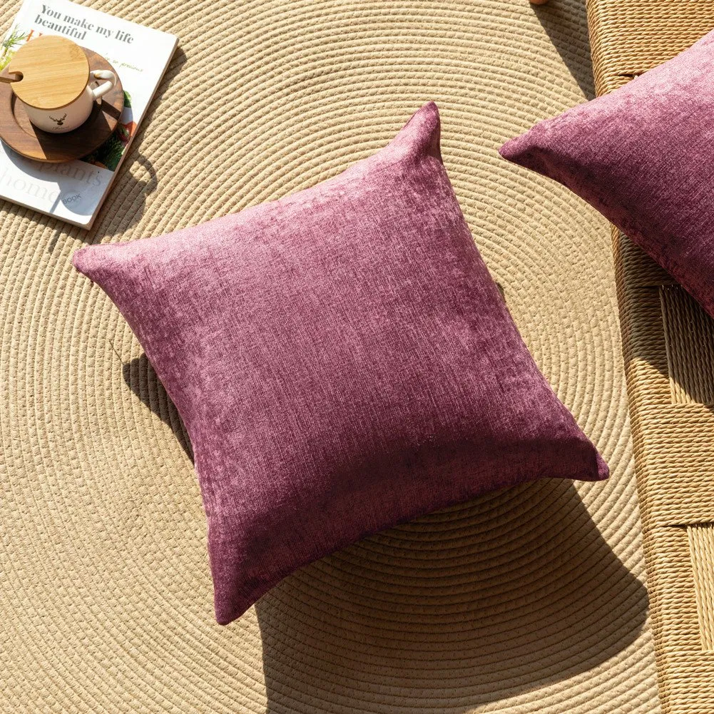Chenille Soft Throw Pillow Covers 18X18 Inches Decorative Square Pillow Covers Living Room