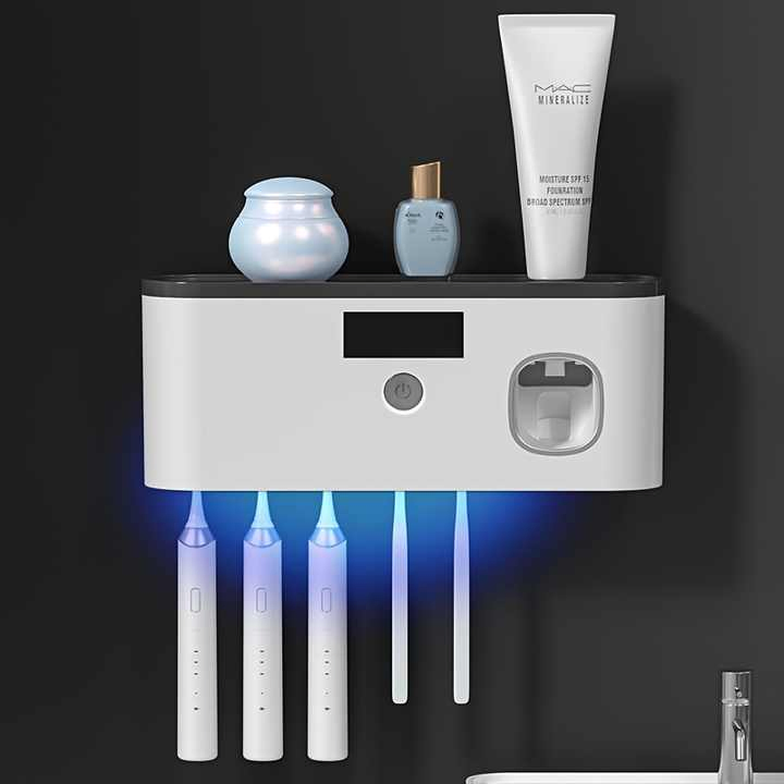 Punch-Free Cordless Bathroom Toothbrush Holder Sterilization USB Charging UV Disinfection Toothbrush Toothpaste Sterilizer