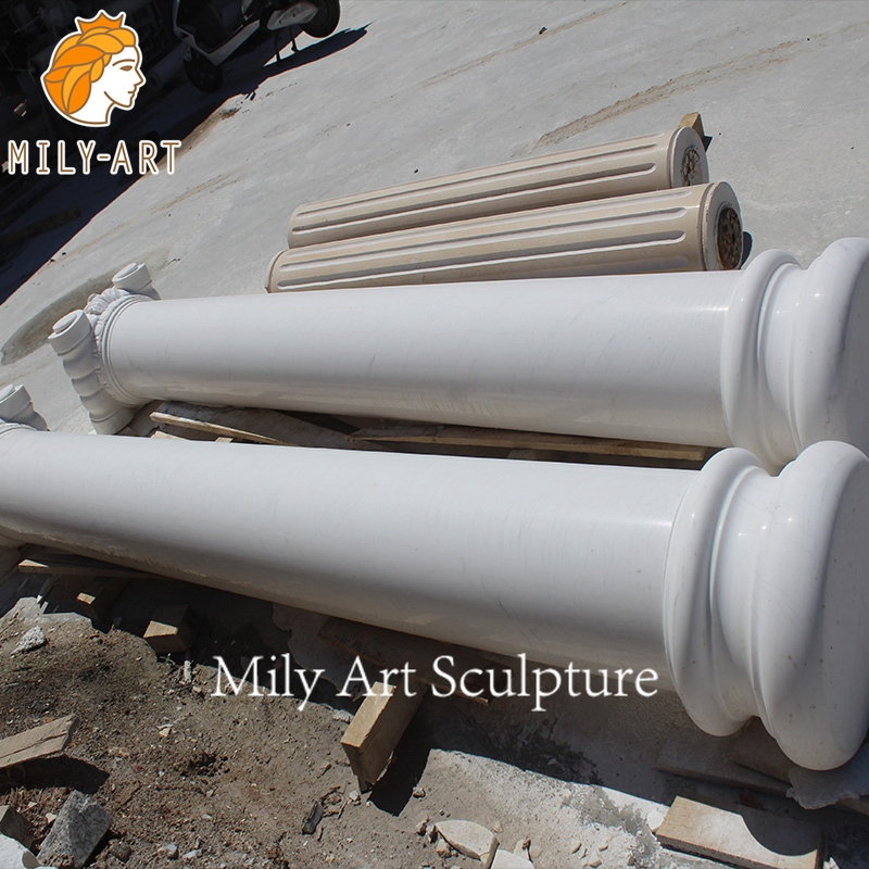 Outdoor Large Hand Carved Natural Marble Pillar for Sale