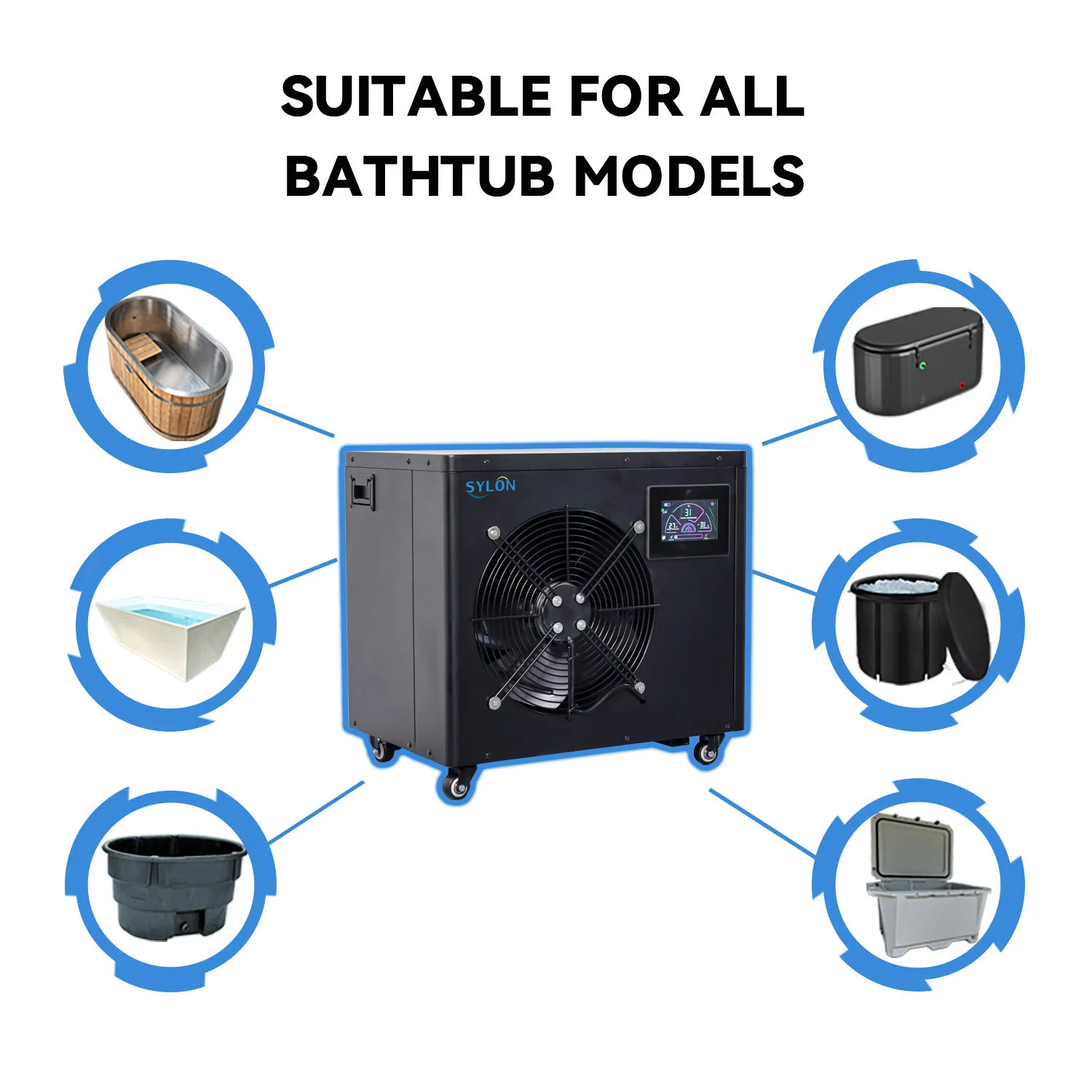 Портативный чиллер для ледяной ванны 1HP/0.5HP, 110V