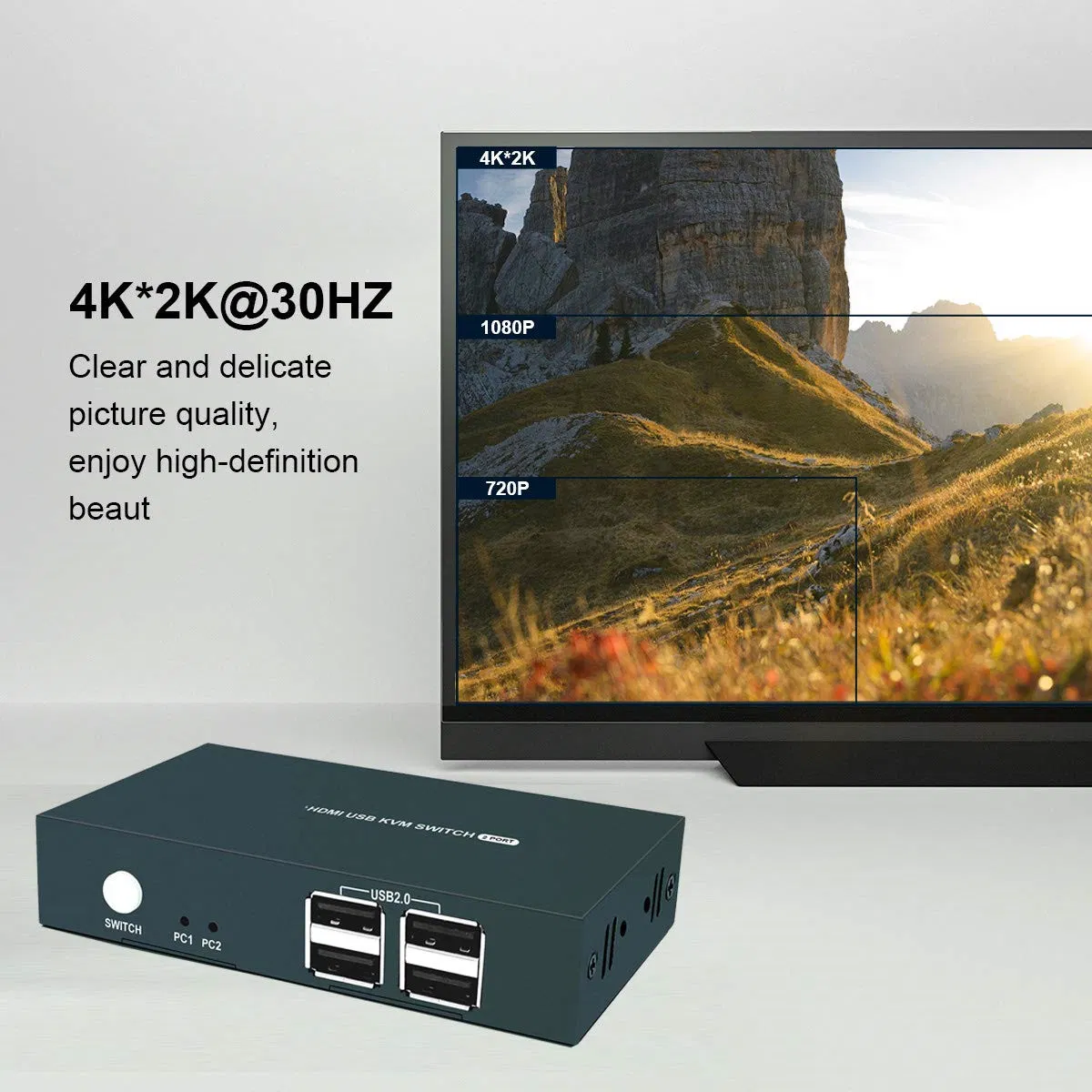 KVM-переключатель HDMI 2 порта 4K с 4 USB