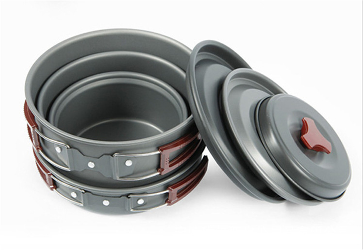 Camping Cookware Kit Outdoor Aluminum Cooking Set Water Kettle Pan Pot Travelling Hiking Picnic BBQ Tableware Equipment