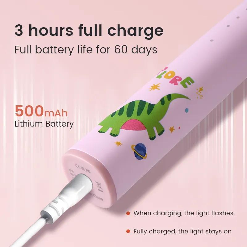 Children's Sonic Electric Toothbrush Cute Cartoon Soft Bristles Rechargeable Teeth Cleaning Support OEM