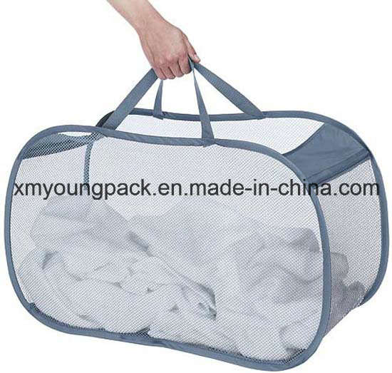 Fashion Pop and Foldable Mesh Collapsible Laundry Basket