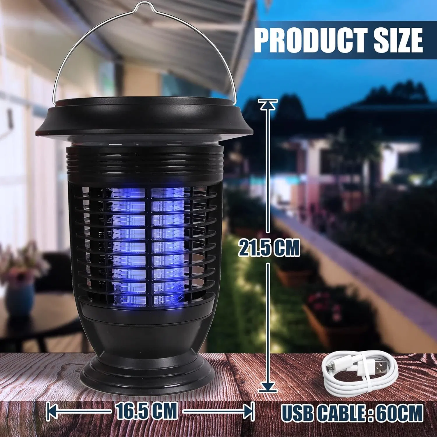 2-in-1 Solar Insect Killer and LED Lamp - Rechargeable, Waterproof, and Self-Cleaning
