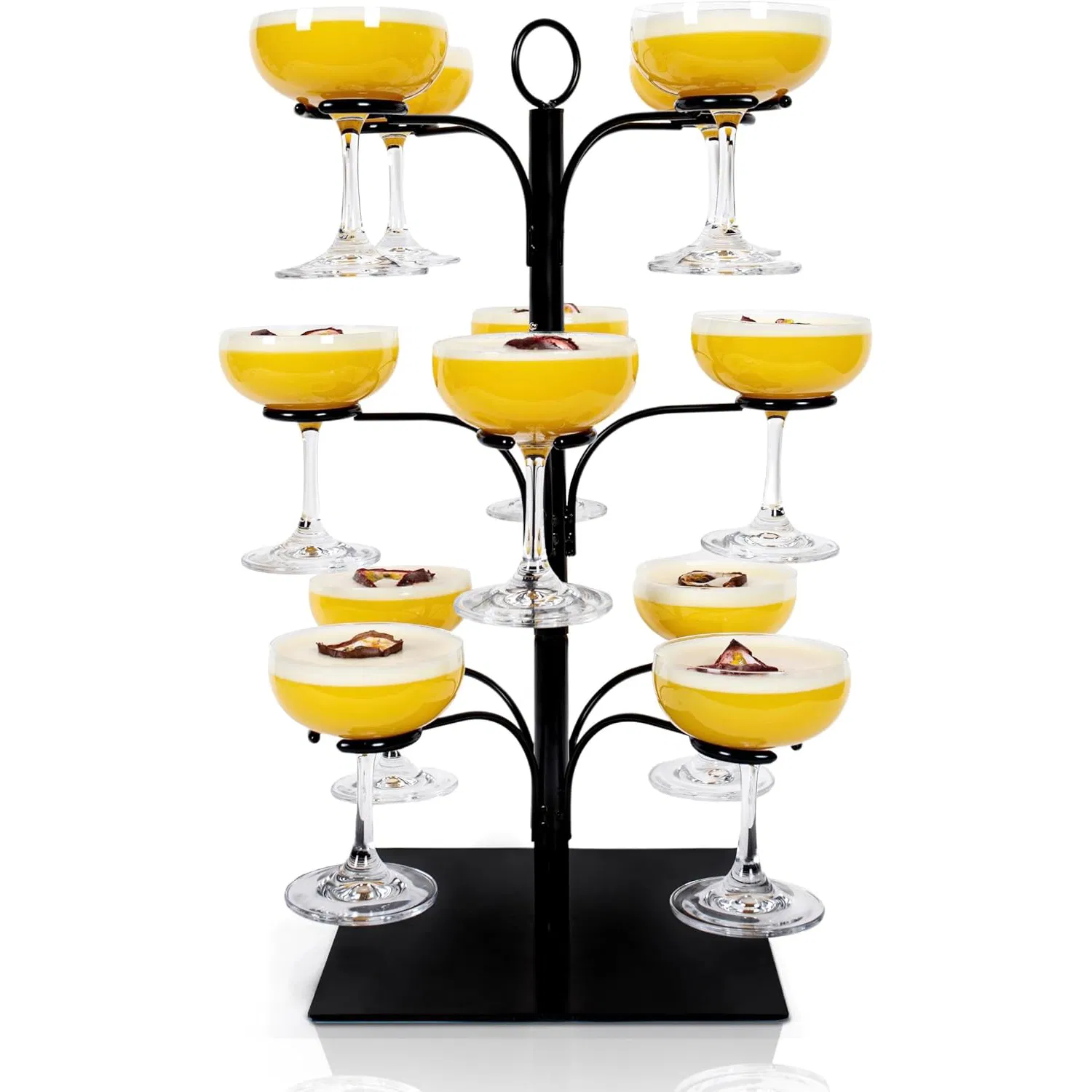 OEM ODM Modern Sturdy Metal Champagne Glass Holder Cocktail Tree Stand Wine Glass Flight Tasting Display