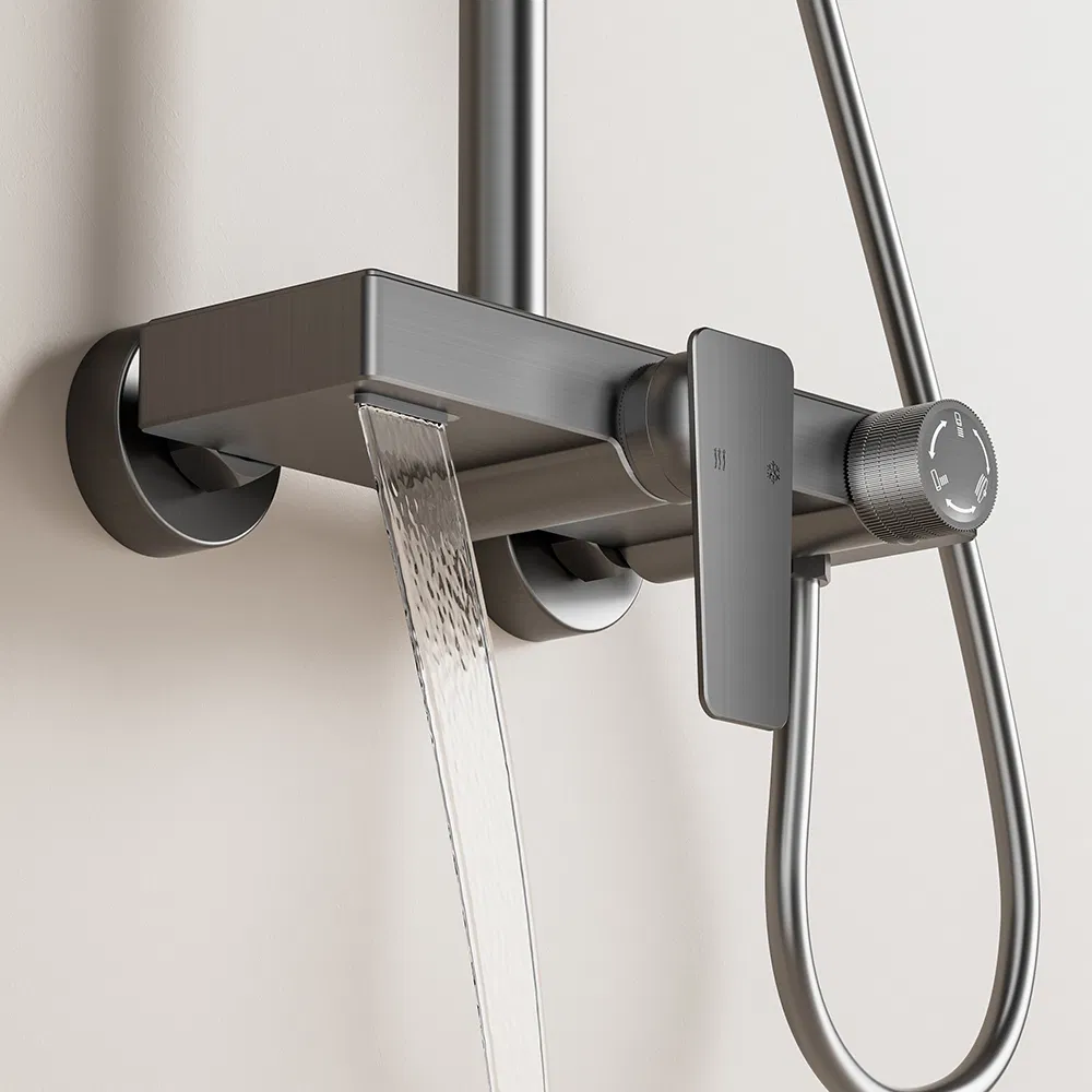 Bathroom Rain Shower Mixer Shower Bathing Set Contemporary Exposed Shower Faucet System Dual Handle