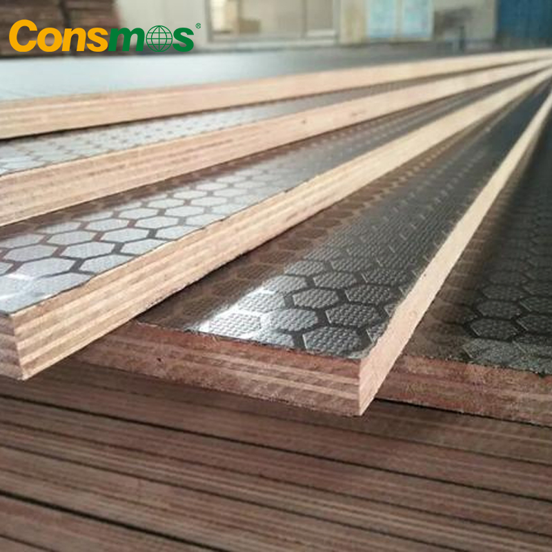 Consmos 1220*2440 Anti-Slip Film Faced Plywood with Eucalyptus/Birch Core with Phenolic Glue