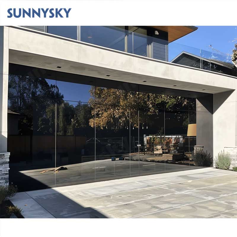 Commercial Double Automatic Sectional Aluminum Frameless Design Mirror Glass Garage Doors