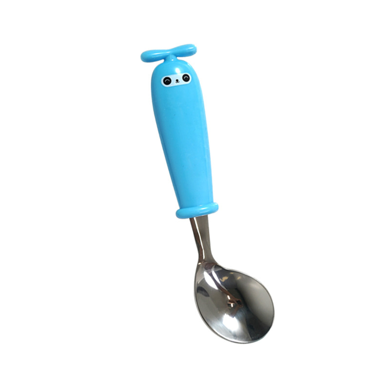 Stainless Steel Children Cartoon Helicopter Tableware ABS Handle Curved Spoon