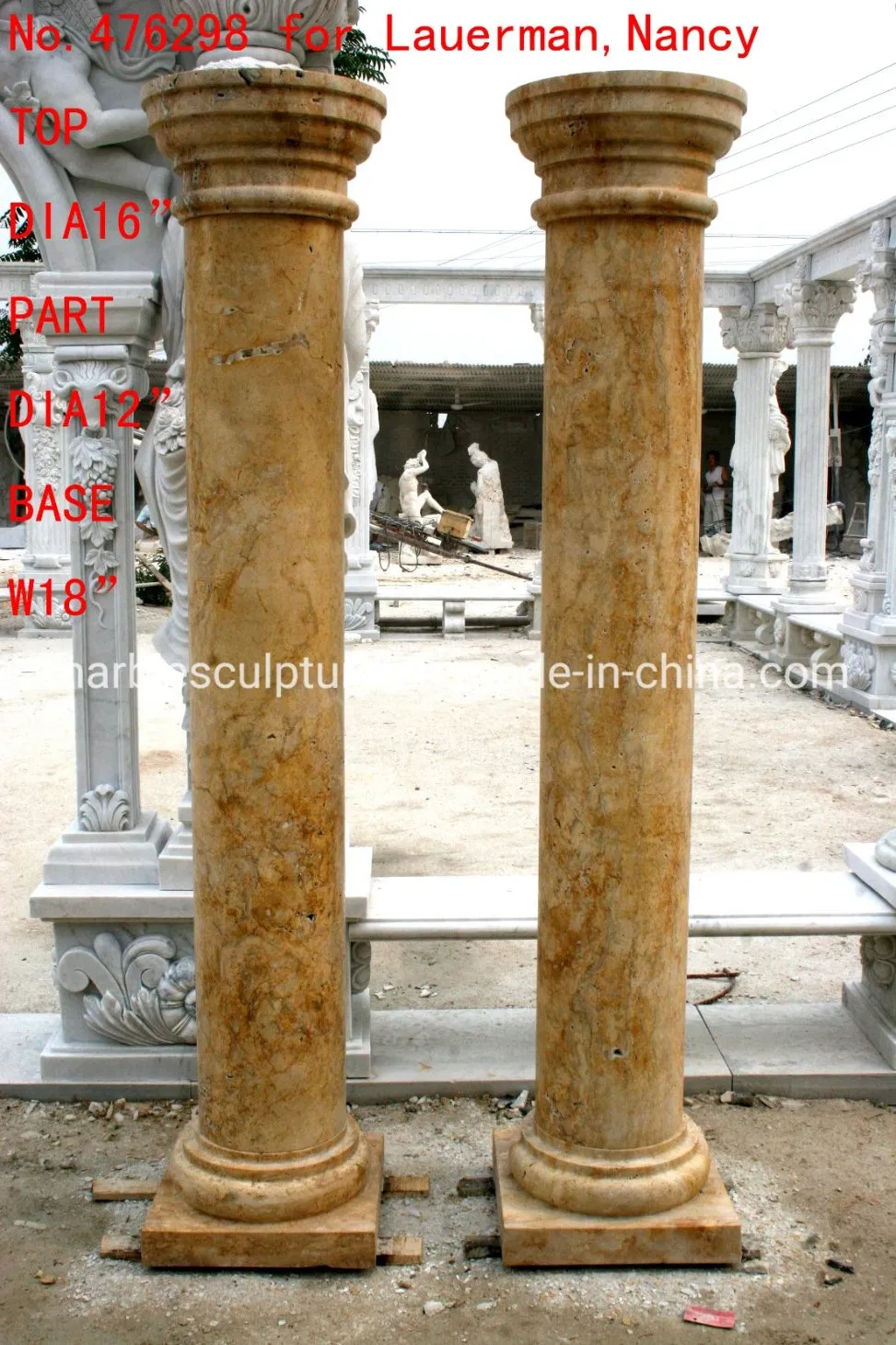 Golden Sand Marble Stone Sculpture Colum (SY-C004)