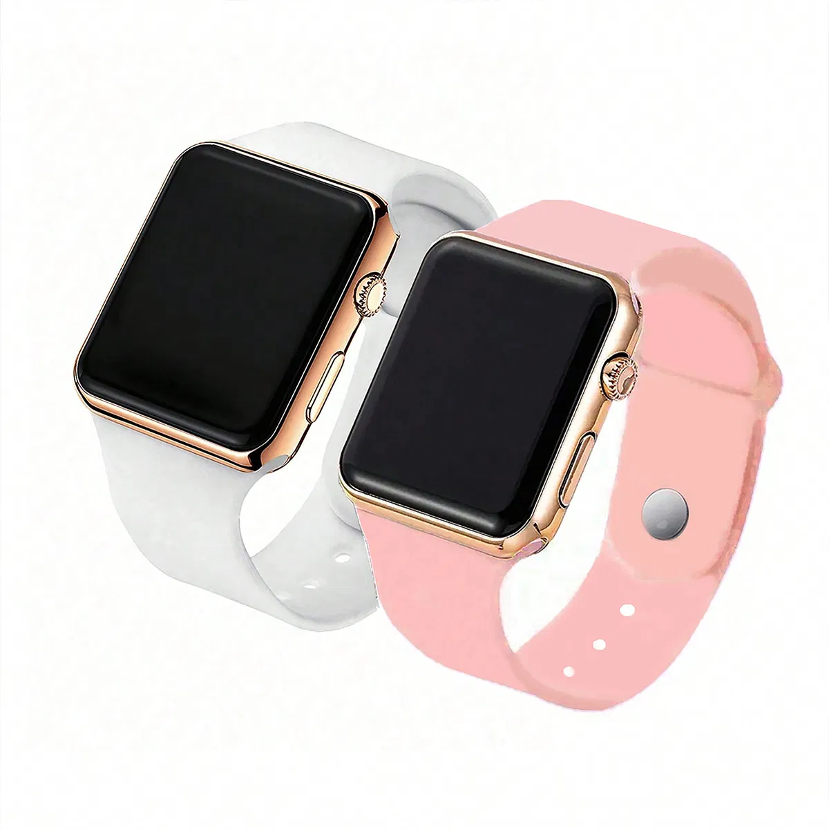 Couple Gift Watch Set Large Square Silicone Teenager