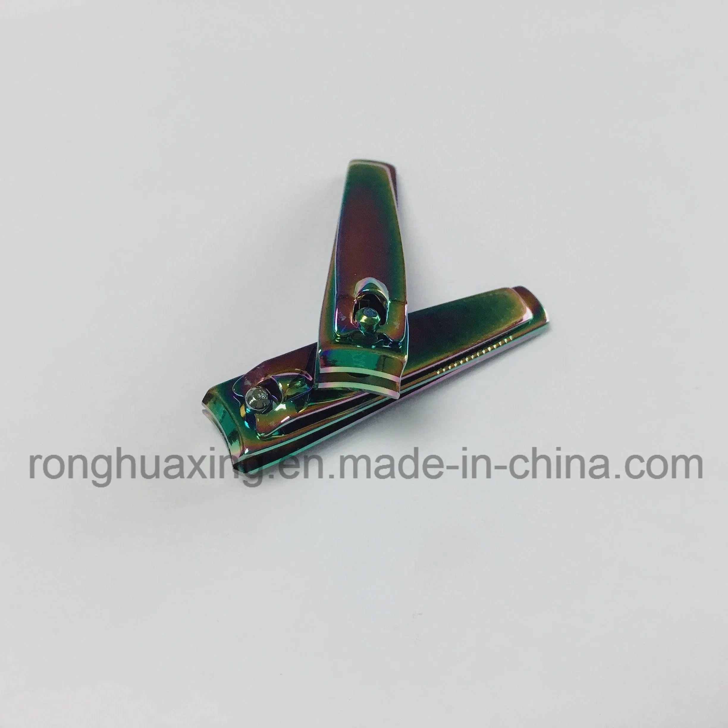 Deluxe Middle Nail Clipper with Rainbow Titanium Plating