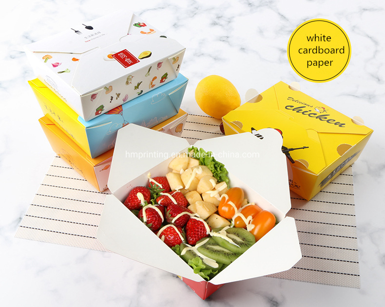 28oz 35oz 38oz 70oz Custom Printed Disposable White Cardboard Paper Food to Go Boxes for Restaurant Packaging