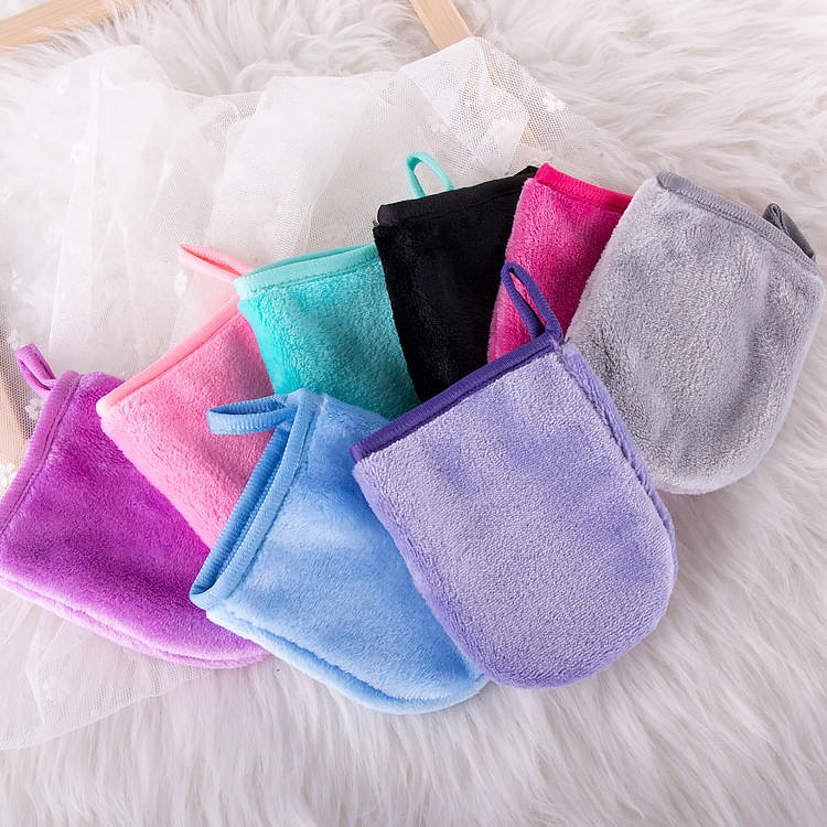 Customized Microfiber Facial Wash Cleansing Bamboo Makeup Remover Gloves Mitt Private Label Makeup Remover Towel Pads