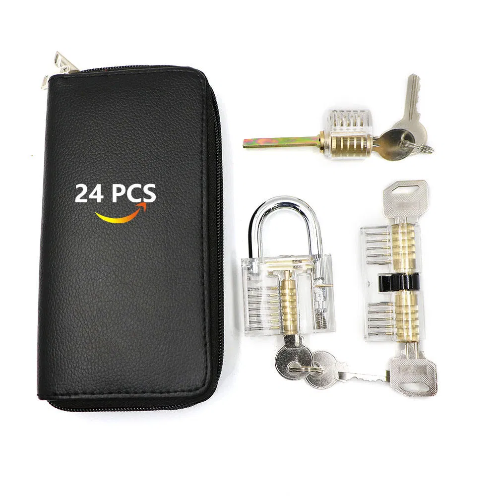 24 PCS Training Skill Three Practice Locks Lock Pick Repair Locksmith Set