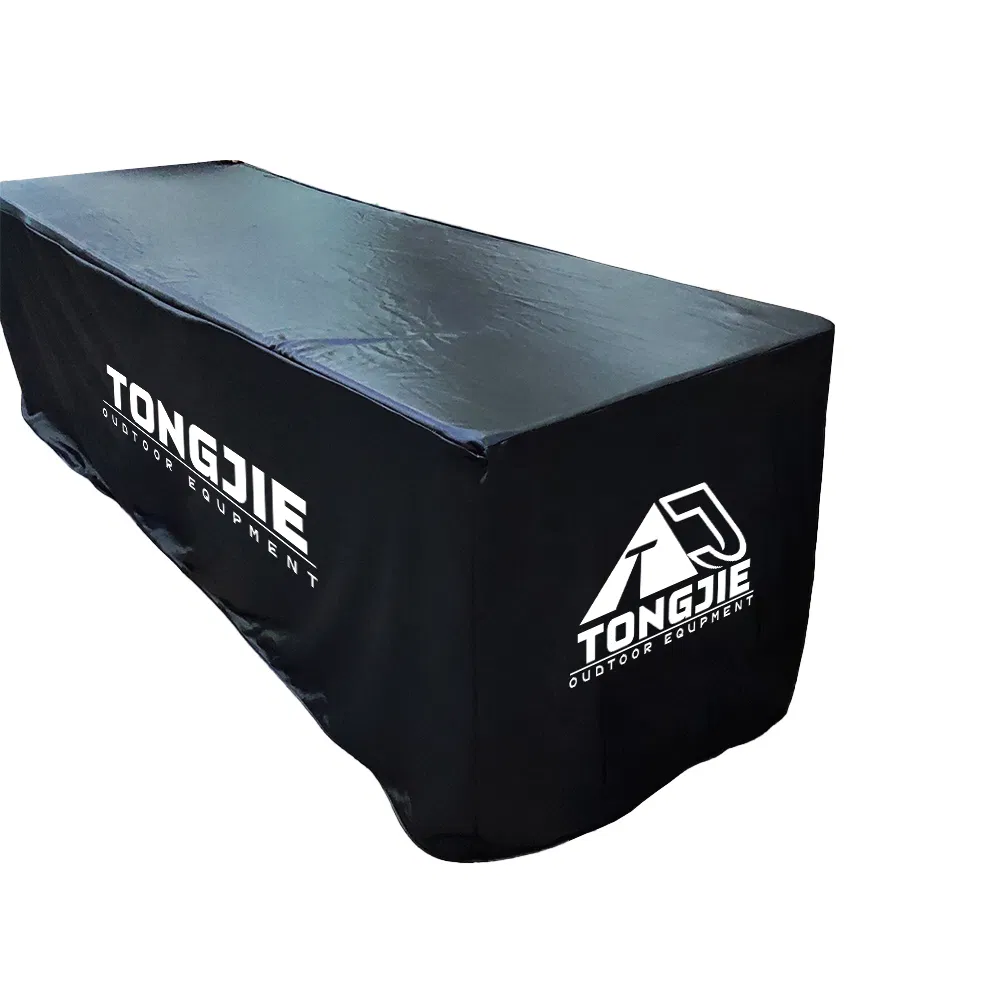 4FT 6FT 8FT Fitted Table Cover Customizable Black Table Banner for Exhibition