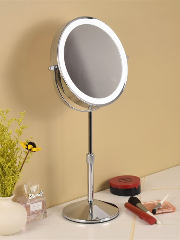 Wholesale Touch-Sensitive Smart LED Vanity Mirror with Adjustable Height, Dual-Sided Magnification, and Dimmable Lighting for Beauty Salons and Home Use