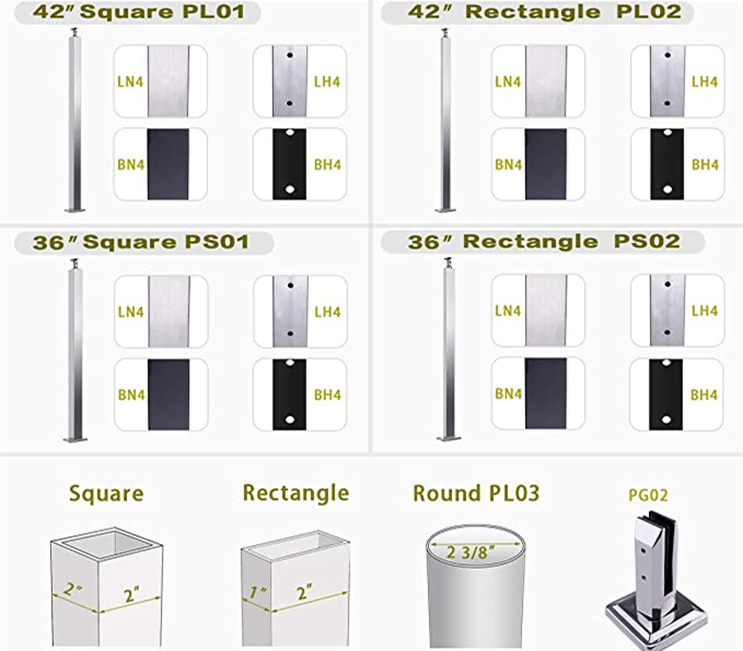 Stainless Steel Glass Clamp Glass Standoff Spigots Deck Post Balustrade Stairs Railing Pool Fence Garden Balcony Glass Panels Mounting Brackets Polish