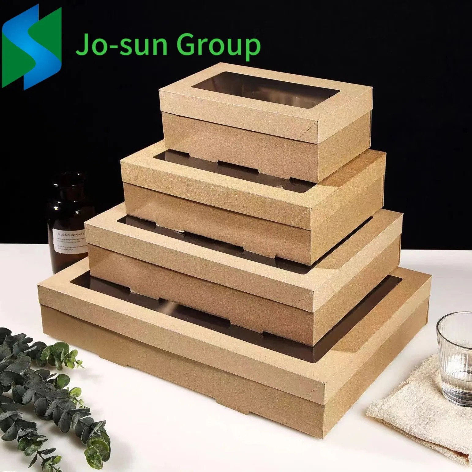 Desserts Cookies Boxes Large Picnic Takeout Sandwich Food Packing Sushi Kraft Paper Box with Clear Window