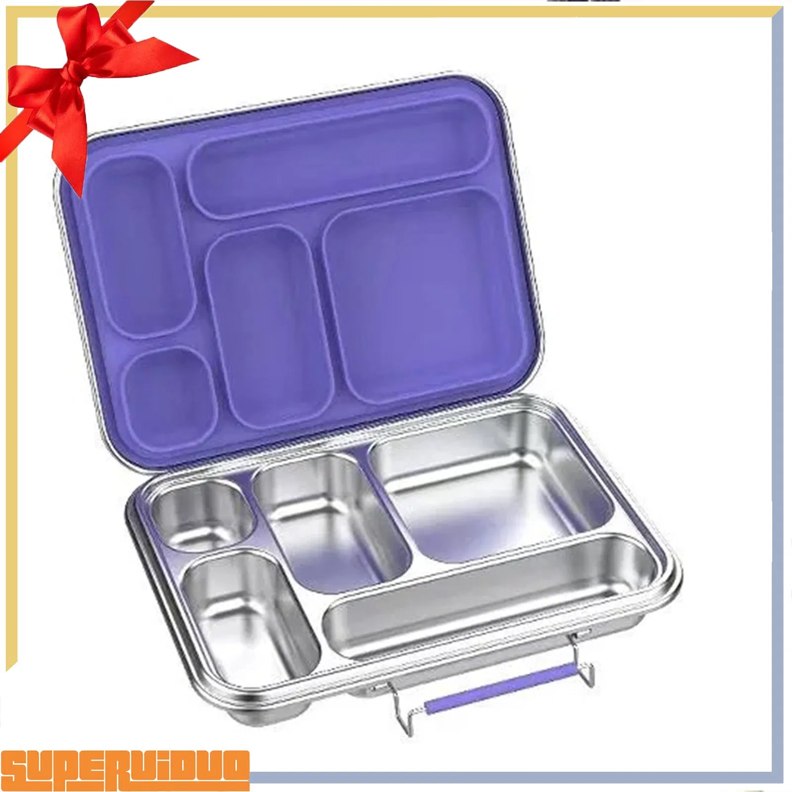 Kids SUS304 Stainless Steel Bento Lunch Box 5 Compartment Food Container