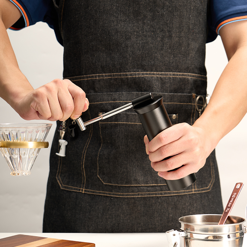 Al-Alloy Body 420 Stainless Steel Burr Homeuse Foldable Handle Manual Coffee Grinder
