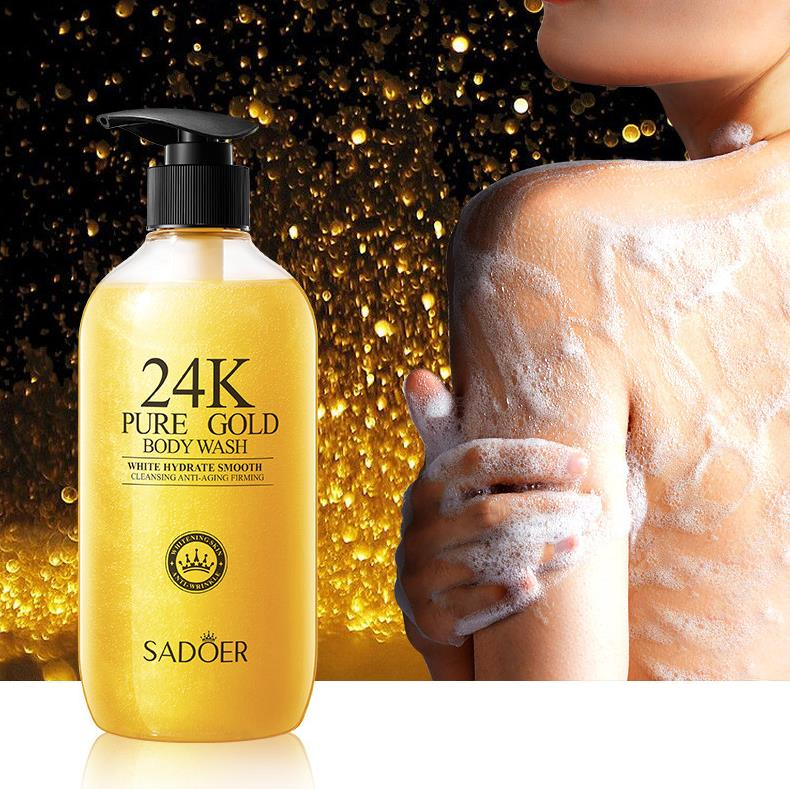 24K Gold Shower Gel Deep Cleaning and Nourishing Skin Bathing Liquid Moisturizing Whitening Fragrance Body Wash