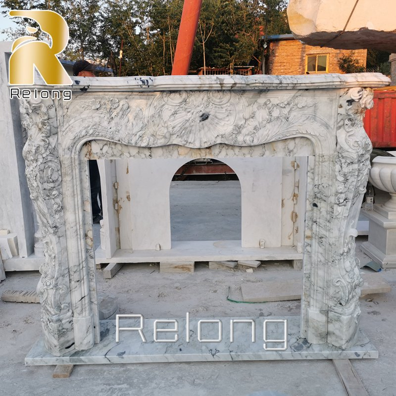 Hand Carving Decorative French Style Marble Fireplace Mantel for Sale