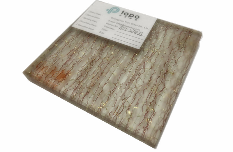 10mm Golden Wire Laminated Wired Decorative Glass (PLW-TP)
