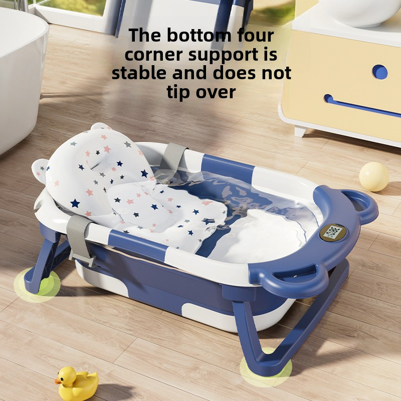 Складная детская ванночка с цифровым термометром и сиденьем