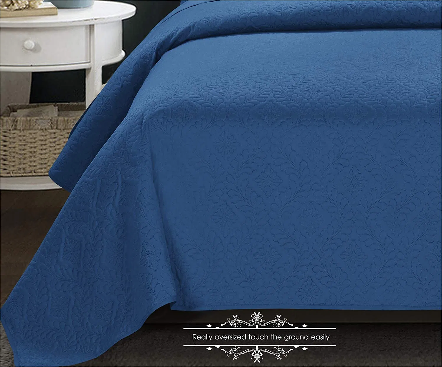 Solid Color Ultrasonic Heat Embossed Microfiber DOT Quilting Bedspread Quilt Set