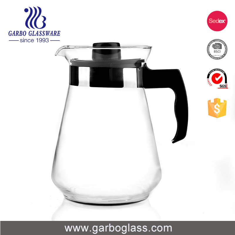 Wholesale Classic Heat Resistant Hot Tea Glass Pitcher Clear 1.25L Glass Teapot with Plastic Lid