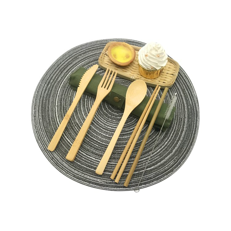 Eco-Friendly Bamboo Utensil Set with Reusable Straw and Brush