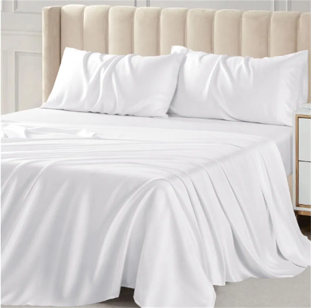 White Microfiber Polyester Hotel Bed Sheet Set