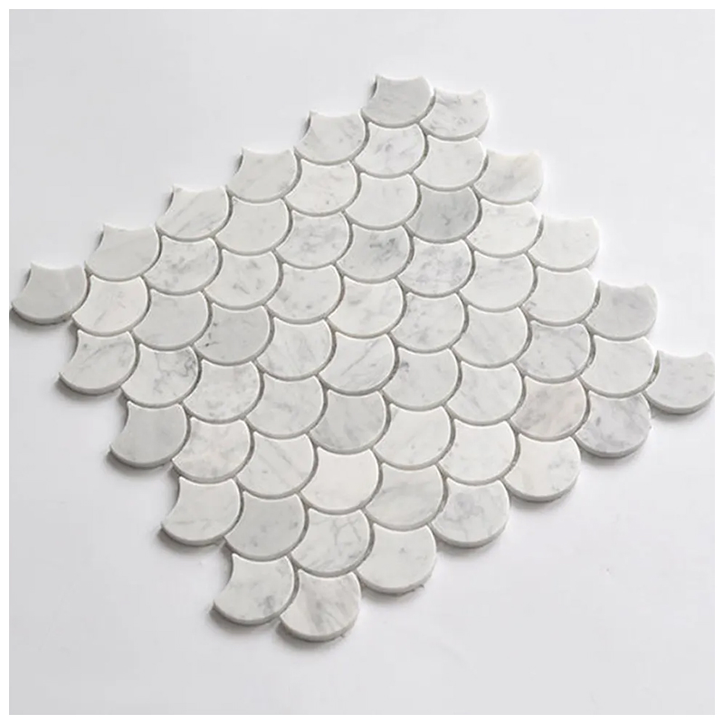 Carrara White Marble Fish Scale Mosaic Tiles