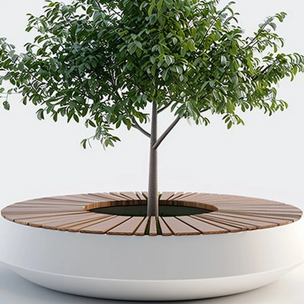 Outdoor Fiberglass Belt Flowerpot Circular Seat