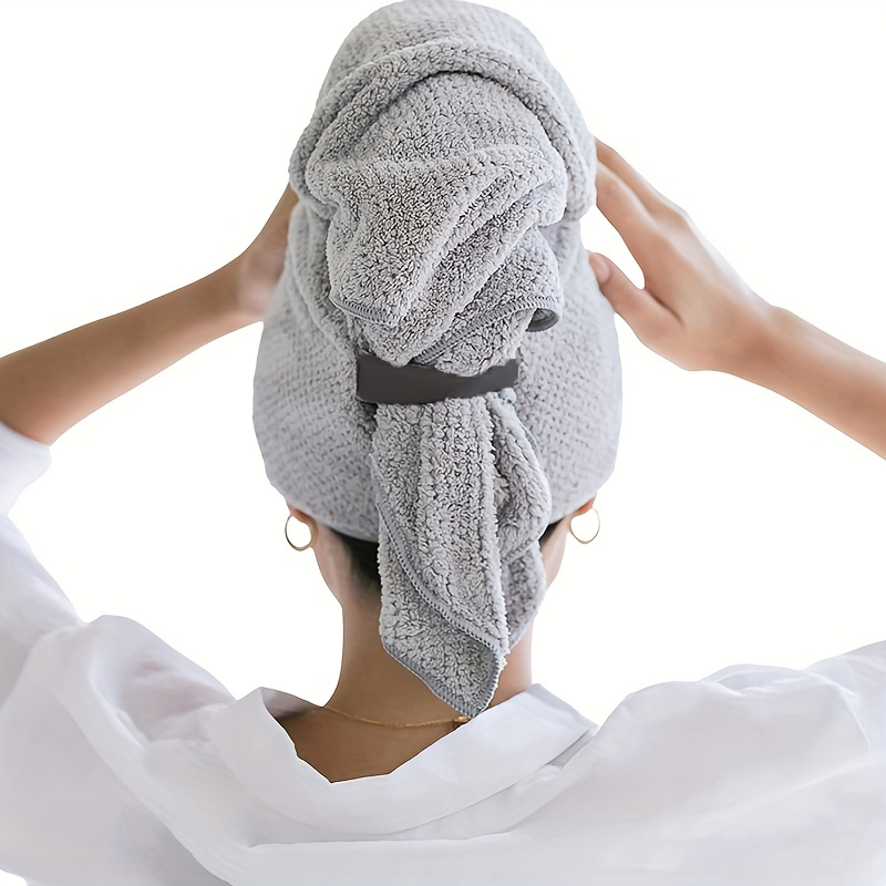 Multi-Color Super Absorbent Hair Towel Wrap for Women Elastic Strap for Easy Hair Drying and Styling