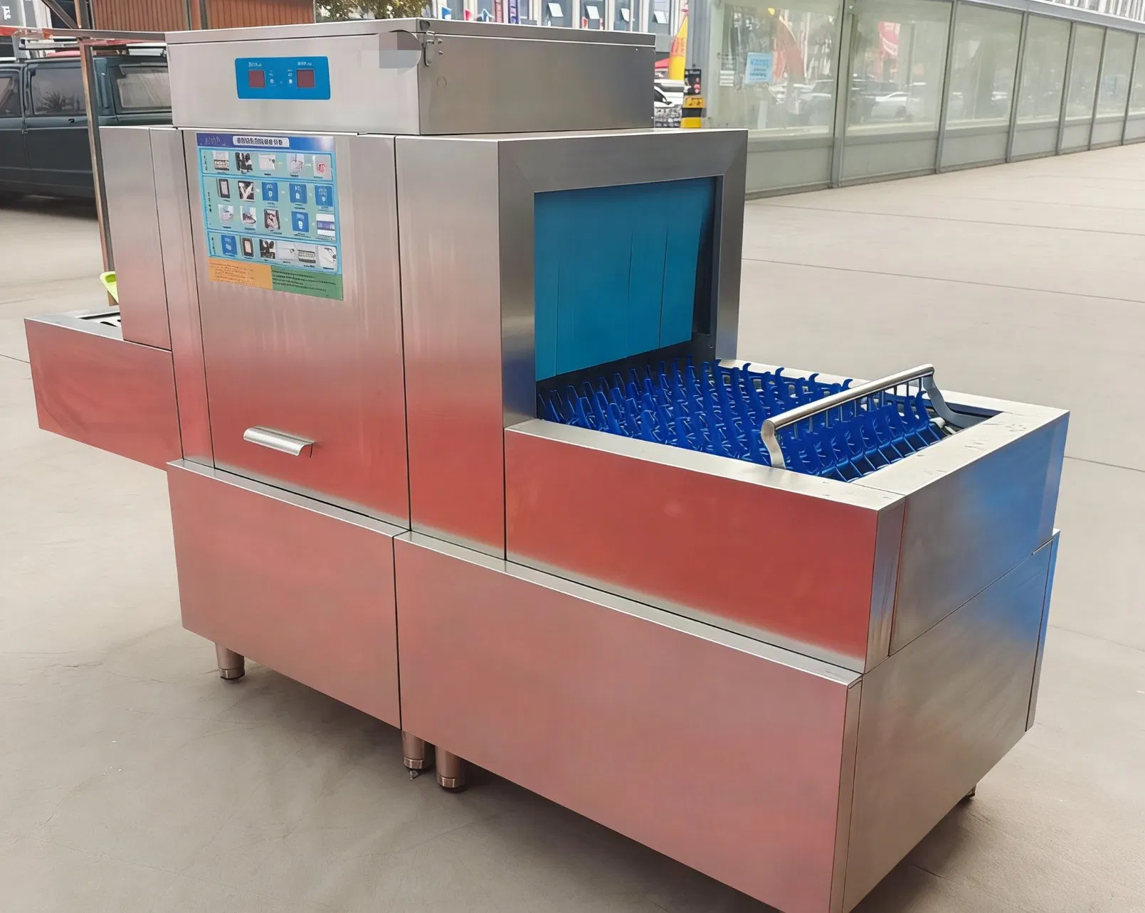 Commercial Long-Row Dishwasher Low-Temperature Disinfection