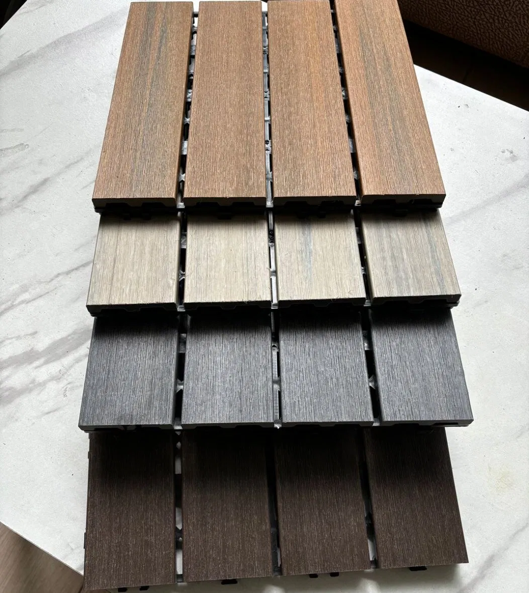 Multiple Design and Texture Are Offered to Suit Different Style Preference Free Installation Waterproof UV Resistance Colorful DIY WPC Decking Tile