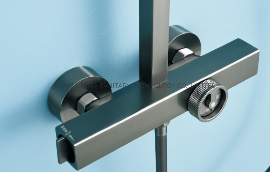 Bathroom Thermostatic Rain Shower System Brushe Gold Shower Bar