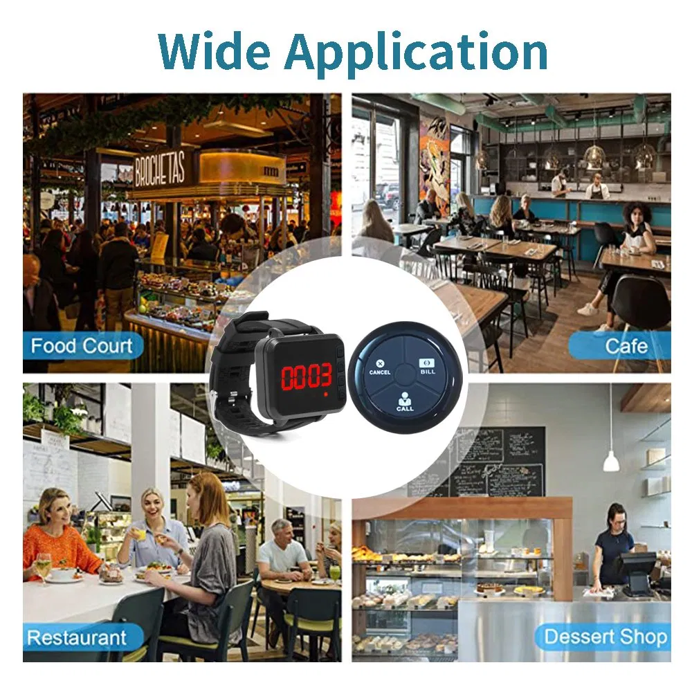 Waiter Wristband Watch Pager Wireless Calling System for Plant Hospital