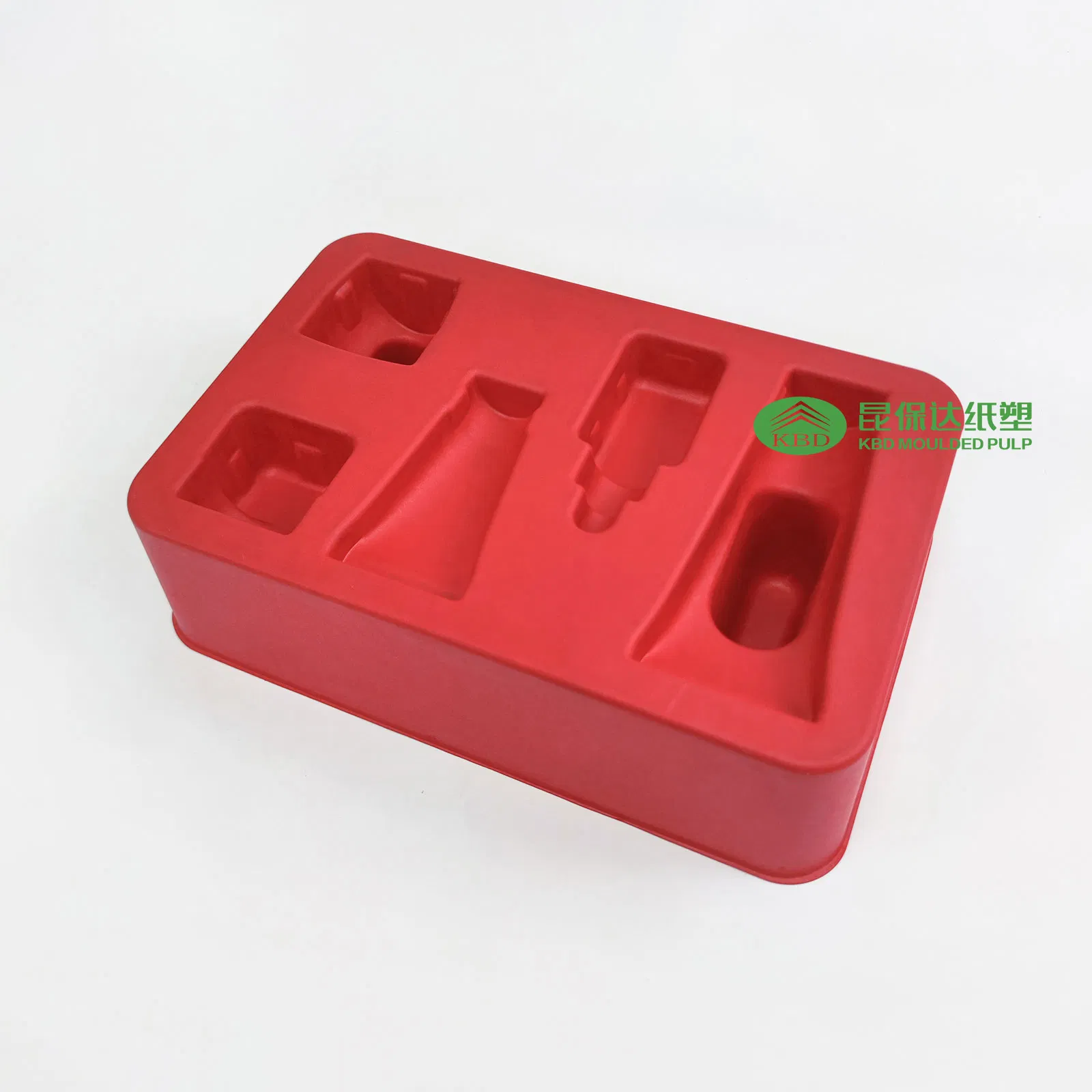 Kbd-Wet Pressed Red Tray for Beauty Products Featuring Sustainable Design