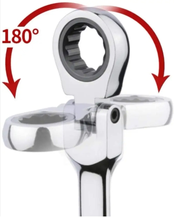 72-Tooth Flex-Head Extra Long Ratcheting Wrenches Double Box Head Wrench Tool