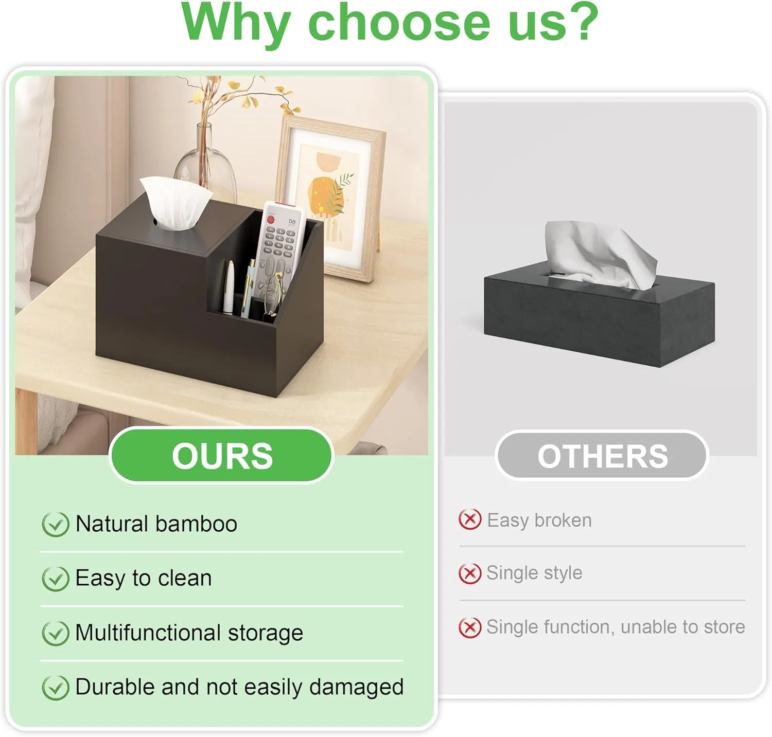 Bamboo Modern Minimalist Bedroom Bathroom Countertop Multifunctional Tissue Storage Box
