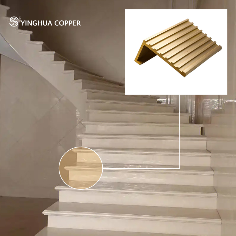 Premium Custom Copper 'l' Type Brass Trim Non-Slip Stair Treads