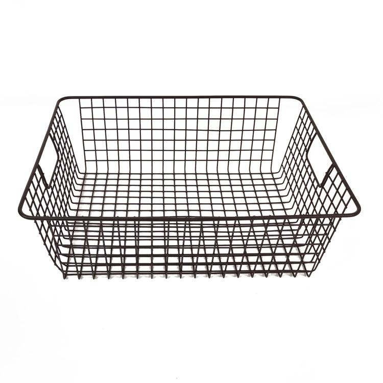 Black Storage Bin Bathroom Kitchen Household Rectangular Wire Basket